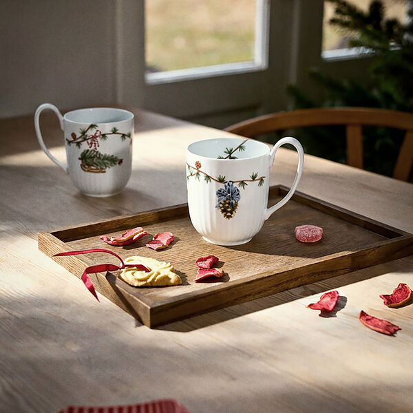 Hammersh&oslash;i Christmas High‑handled cup, white w. deco, K&auml;hler