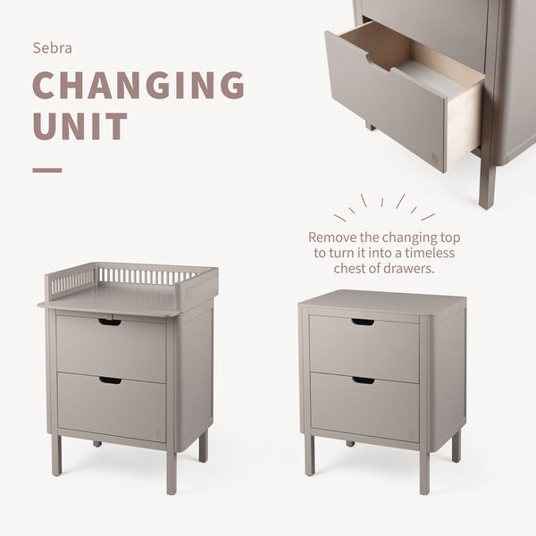 Sebra Changing Unit with Drawers, jetty beige, Sebra