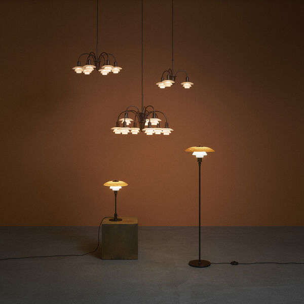 PH 1/1 Chandelier Centenary Edition 3-Armed, aged brass/dusty terracotta, Louis Poulsen