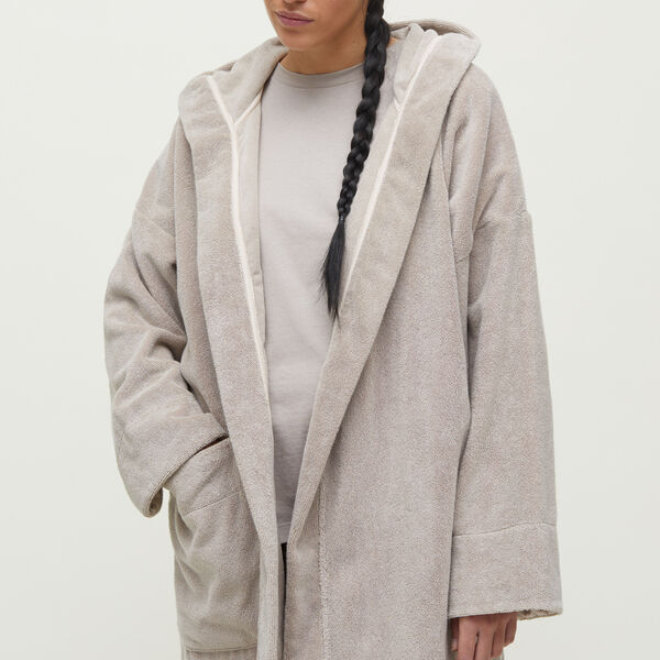 Hooded Bathrobe Terry, dried linen, Aiayu