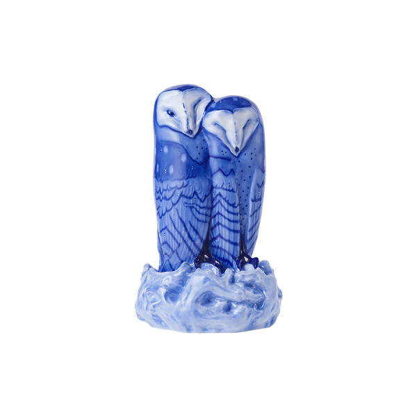 Porcelain Figurine Couple Owls, blue, Royal Copenhagen