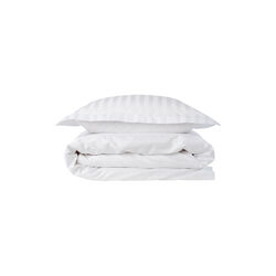 Sateen Woven Wide Striped Bed Linen, white, Geismars Væverier