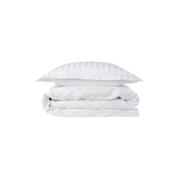 Sateen Woven Wide Striped Bed Linen, white, Geismars Væverier