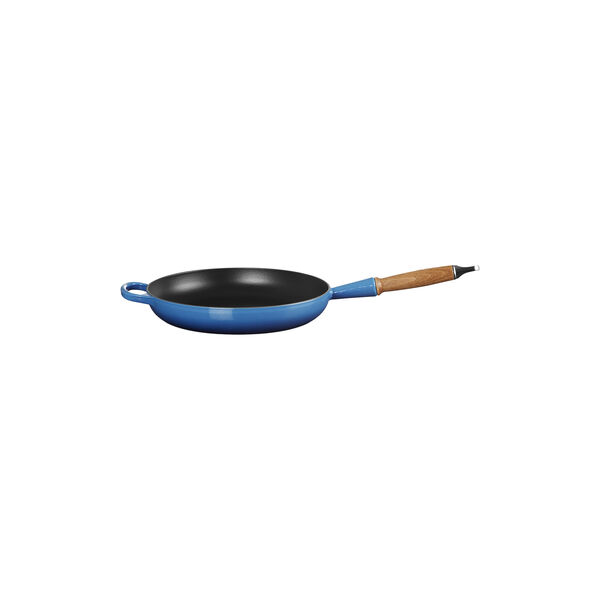 Signature cast iron frying pan with wooden handle &Oslash; 28 cm, azure, Le Creuset