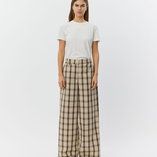 ReineSW Check Wide Leg Trousers, grey check, Sofie Schnoor