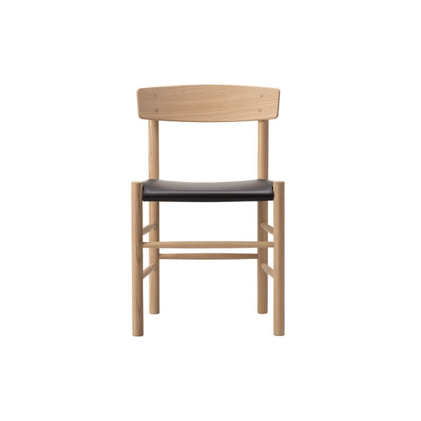 J39 Mogensen Chair with Seat Upholstery, soap treated oak/Omni 377 dark brown, Fredericia Furniture