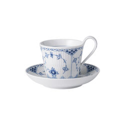 Blue Fluted Half Lace Cup and Saucer 25 cl, Royal Copenhagen