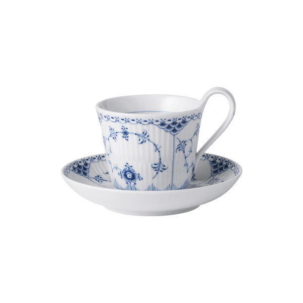 Blue Fluted Half Lace Cup and Saucer 25 cl, Royal Copenhagen