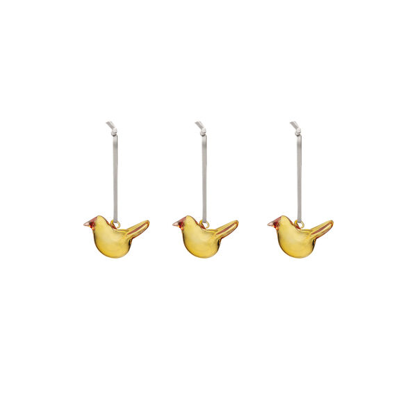 Mini Glass Birds set of 3, yellow, Iittala