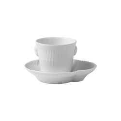 White Elements Espresso Cup with Saucer 9 cl, Royal Copenhagen