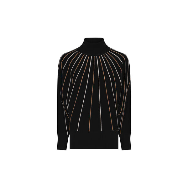 Jumper Pleat Effect Knit | Blk/Camel | Knit Sweater, Micha