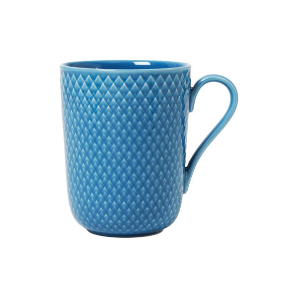 Rhombe Color Mug with Handle, blue Rhombe Color Mug with Handle, blue, Lyngby Porcelæn
