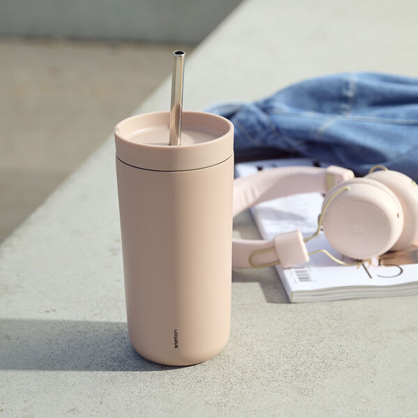 To Go Sip vacuum insulated cup with straw, heather, Stelton