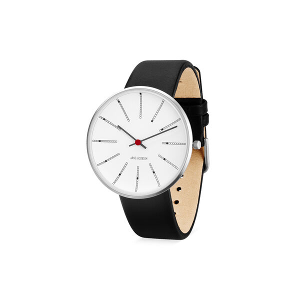 Bankers Wrist Watch, white/steel/black, Arne Jacobsen Watches
