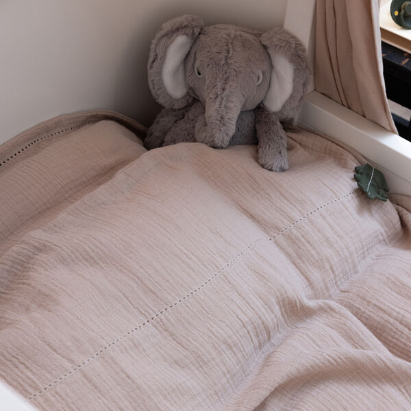 2-piece Muslin Baby Bed Linen, seabreeze beige, Sebra