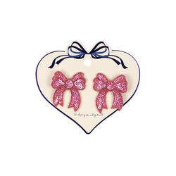 2 Pack Sequin Bow Hair Clip, rapture rose, Konges Sløjd