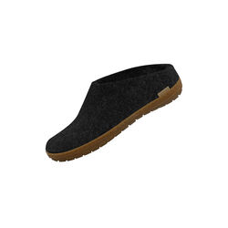 Felt Slipper with Natural Rubber sole, charcoal, Glerups