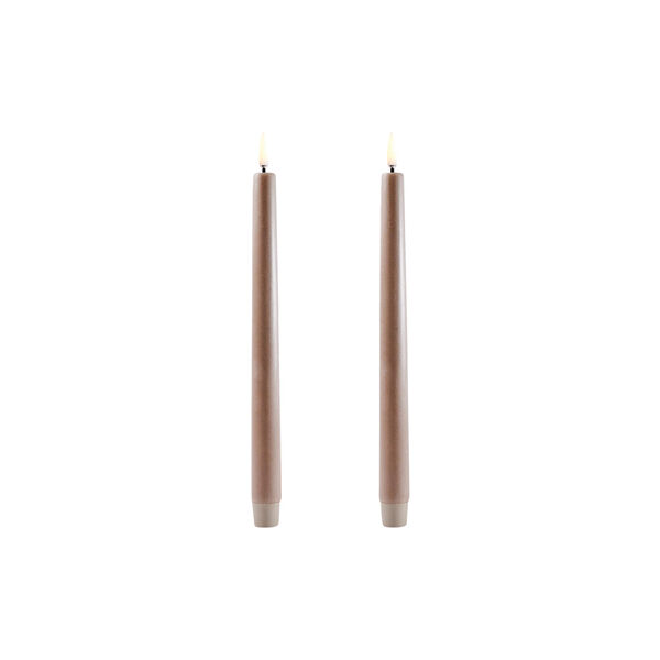 LED Classic Taper Candle 25 cm 2 pcs, sandstone, Uyuni Lighting