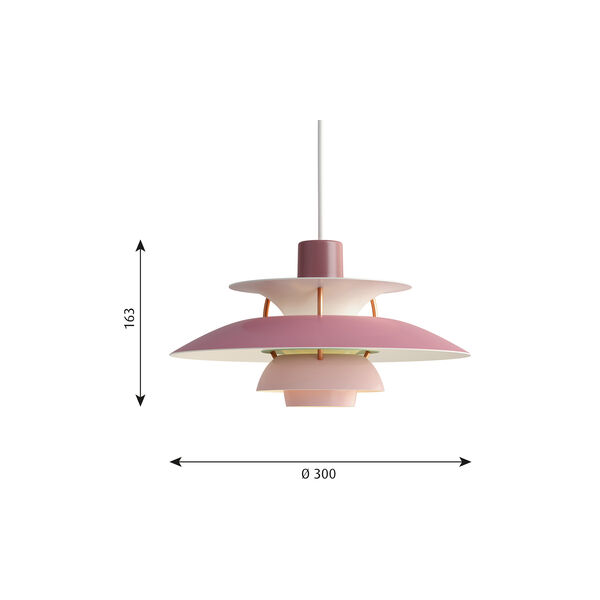 PH 5 Mini Pendant, hues of rosa, Louis Poulsen