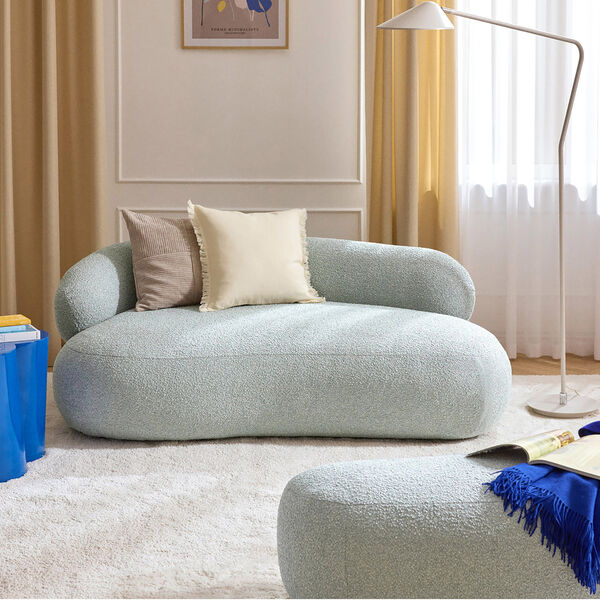 Alba 2 Seater Sofa, boucl&eacute; light blue, Westwing Collection