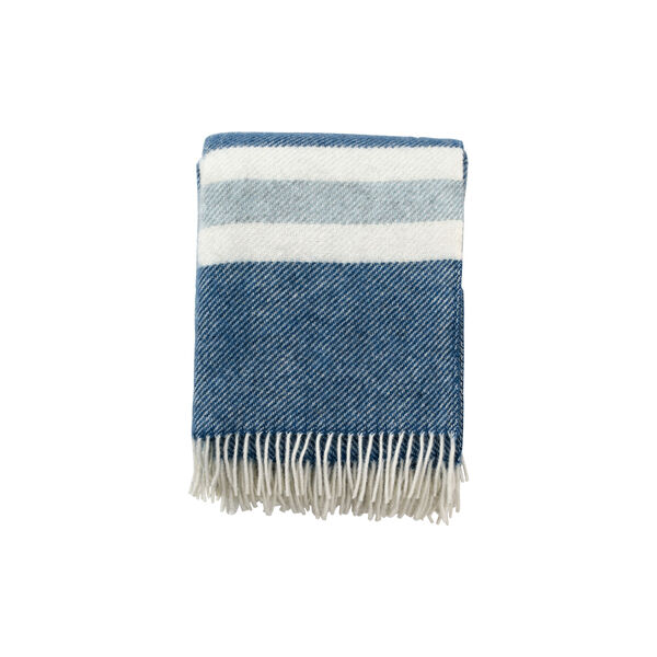 Gotland stripe blanket, petrol, Klippan Yllefabrik