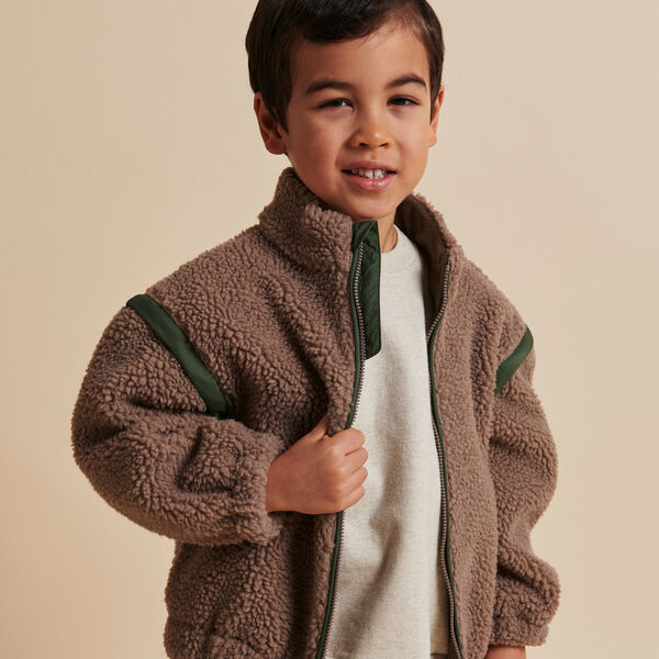 Teddy Jacket w. Removable Sleeves, natural/green comb., Copenhagen Colors Organics