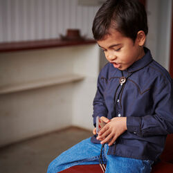 Checkered Cowboy Shirt, brown/blue check comb., Copenhagen Colors Organics