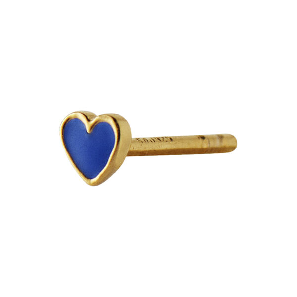 Petit Love Heart Cobalt Blue Enamel Single, gold, Stine A Jewelry