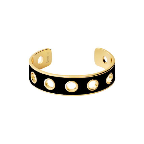 EYELET Bracelet Thin, light gold/black, bangle up