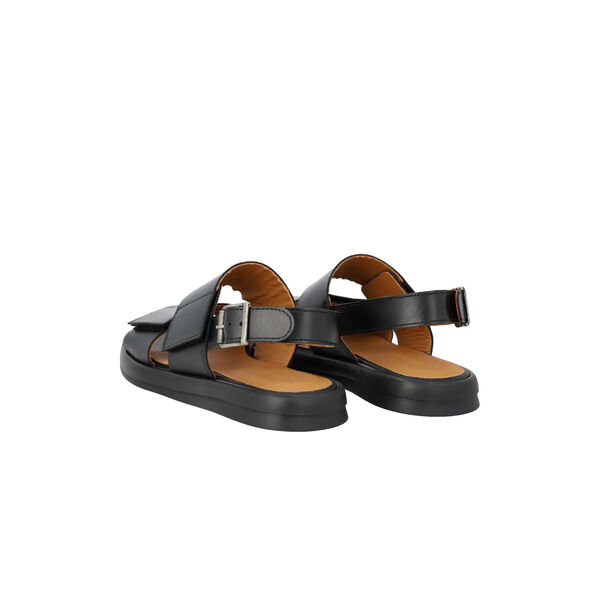 Sandal with adjustable velcro strap, black, ANGULUS