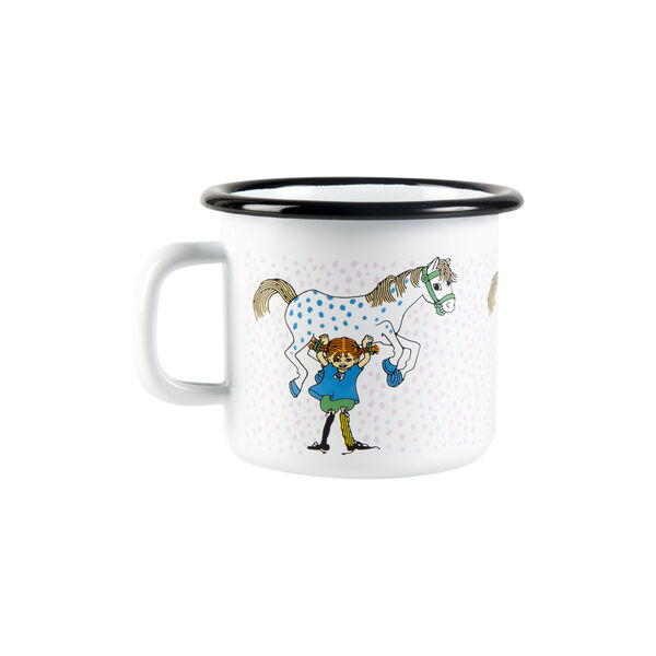 Pippi enamel mug pippi and the horse, white, Muurla