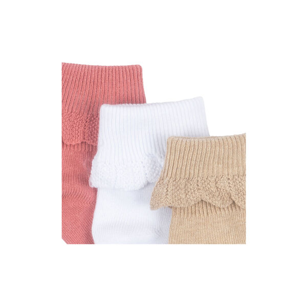 3 Pack Frill Socks, sand/optic white/raspberry, Konges Sløjd