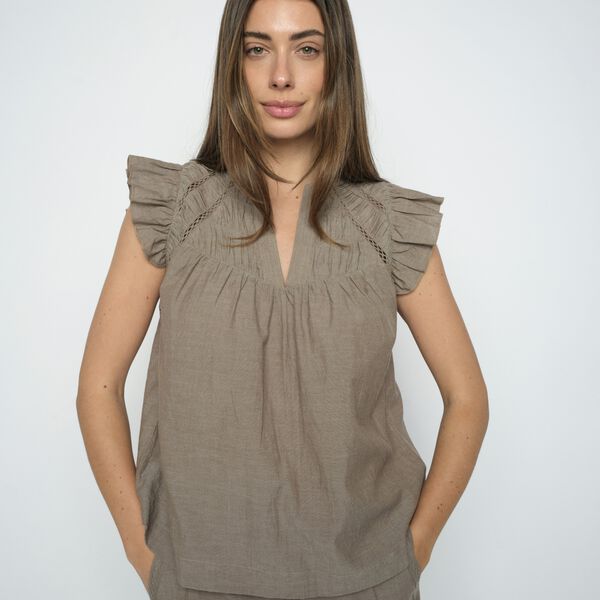 MMWoda Izha Blouse, chocolate chip, MOS MOSH