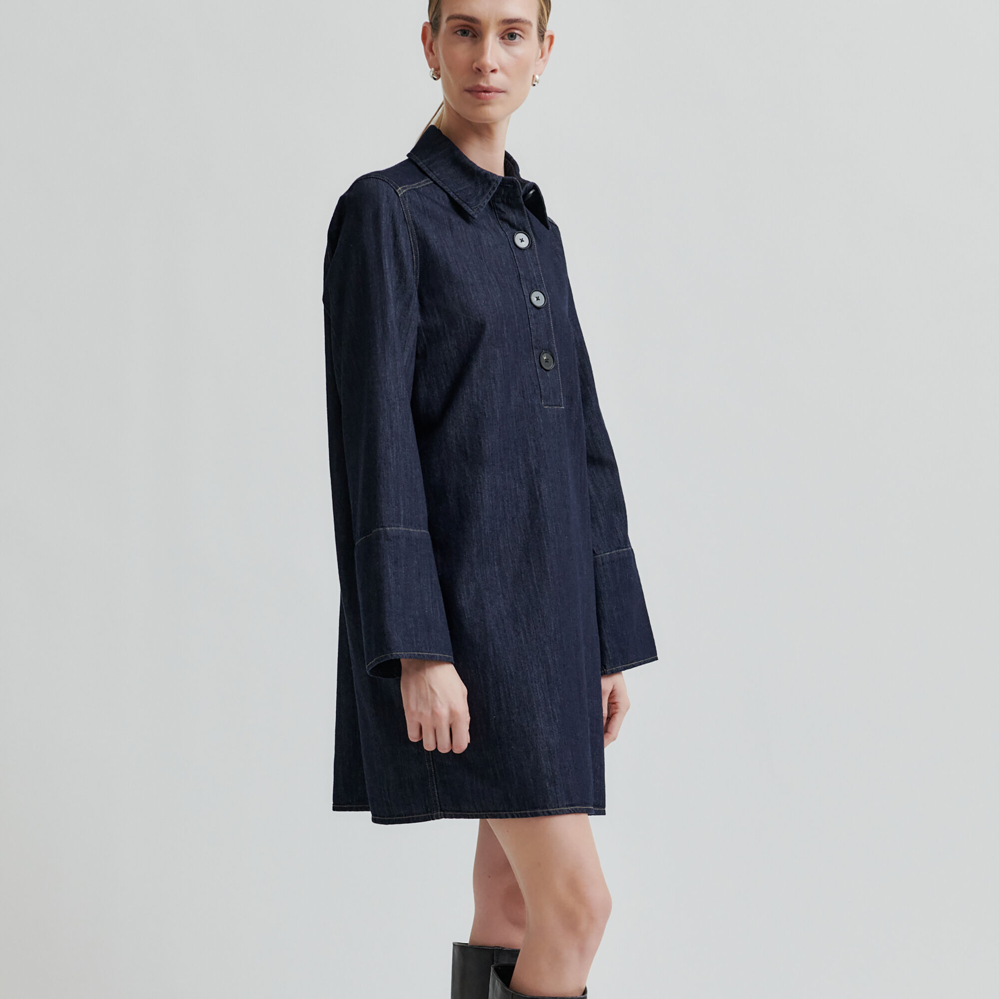 Dera Denim Tunic Dress, dark blue denim