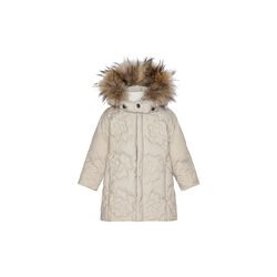 Rose Baby Girls Down Coat with Fur| Oat, VER de TERRE