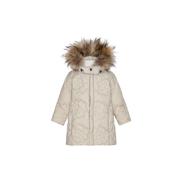 Rose Baby Girls Down Coat with Fur| Oat, VER de TERRE