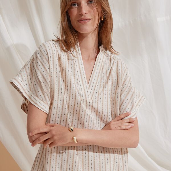 HMTavis blouse, khaki stripe, Heartmade