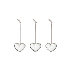 Glass heart set of 3, clear, Iittala