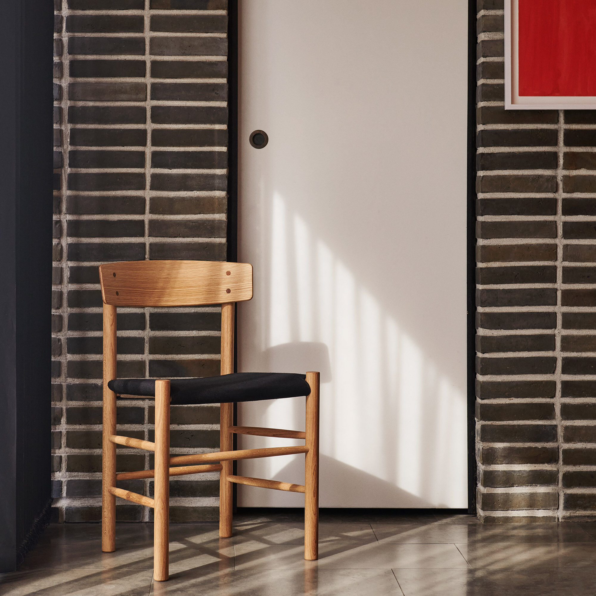 J39 Mogensen Chair with Seat Upholstery, oiled oak/black canvas