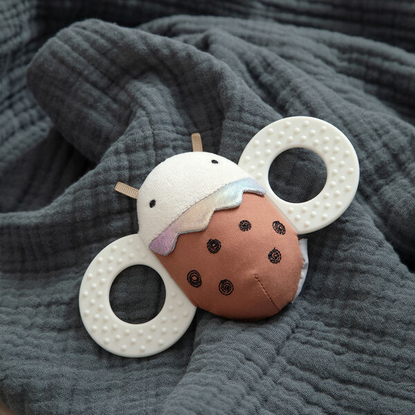 Luca the Ladybird Activity Rattle with Mirror, dark orange, Sebra