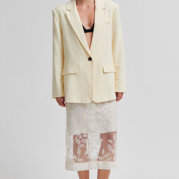 Lino New Fit Blazer, alabaster gleam, Second Female