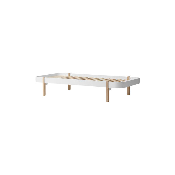 Wood Lounger Bed 90 cm, white/oak, Oliver Furniture
