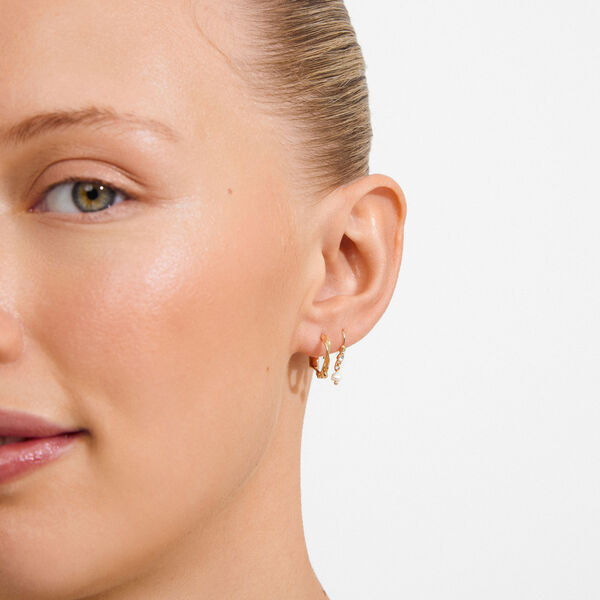 MORIN earrings 2-in-one set, gold plated, Pilgrim