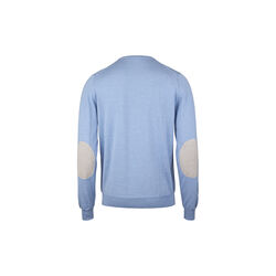 Pullover Knitted Crew Neck With Patch Merino Wool, light blue, Stenstr&ouml;ms