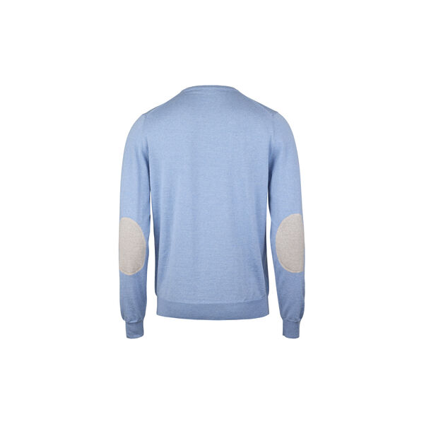 Pullover Knitted Crew Neck With Patch Merino Wool, light blue, Stenstr&ouml;ms