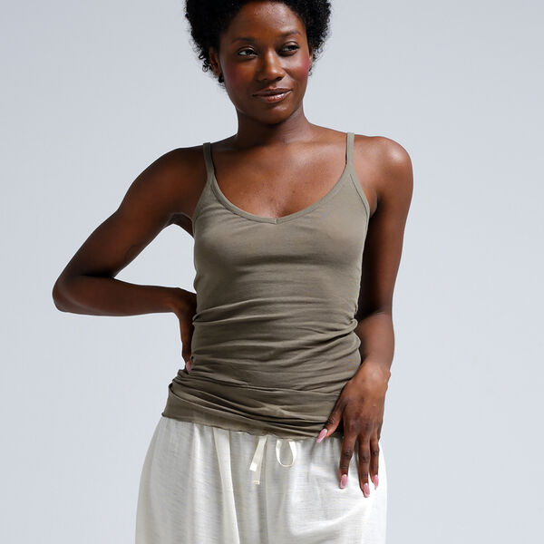 Cotton Spaghetti Top, tea leaf, Seamless Basic
