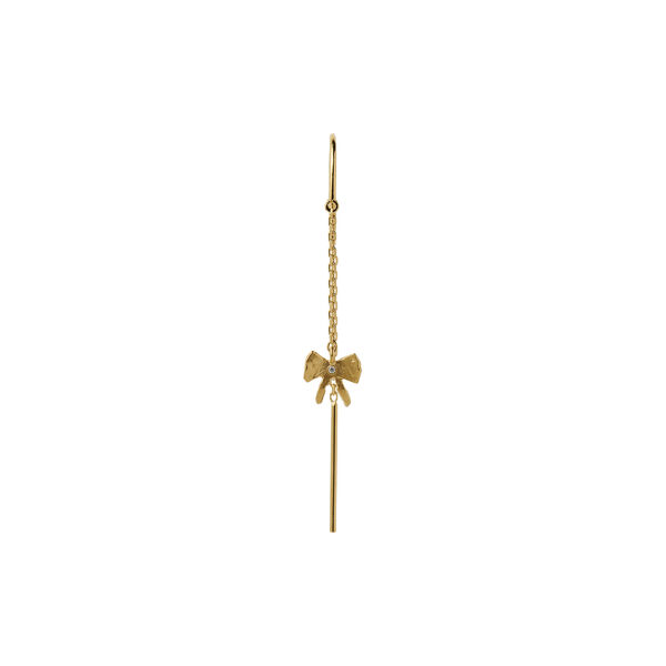 Petit Bow Double Chain Earring Single, gold, Stine A Jewelry