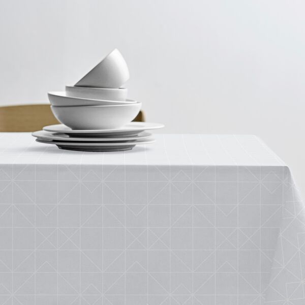 Tiles Damask Tablecloth, white, S&ouml;dahl