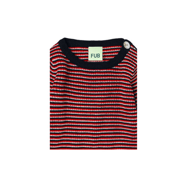 Baby Rib Blouse, ecru/dark navy/signal red, FUB