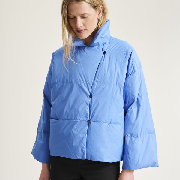 Feather down jacket with lapel, lake blue, BITTE KAI RAND